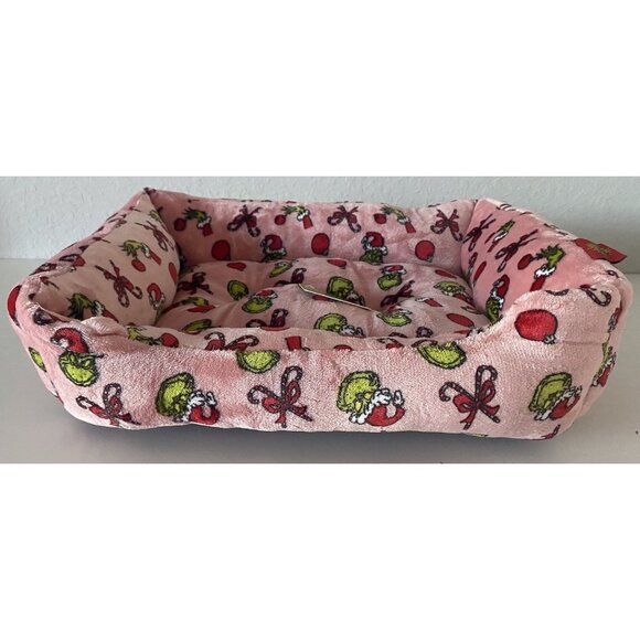 Dr. Seuss Grinch Small Dog Cat Pet Cozy Cuddler Bed Pink Christmas Ornaments NEW - Picture 1 of 15
